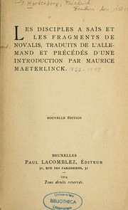 Cover of: Les disciples à Saïs et les fragments de Novalis