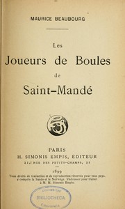 Cover of: Les joueurs de boules de Saint-Mandé