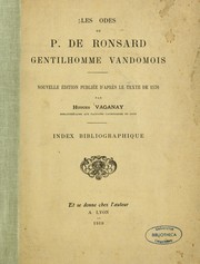 Cover of: Les Odes de P. de Ronsard, gentilhomme vandomois