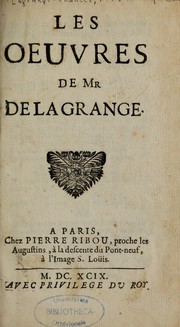 Cover of: Les Oeuvres de mr. Delagrange
