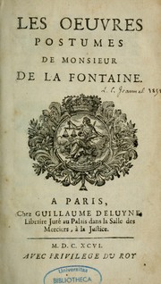 Cover of: Les oeuvres posthumes de monsieur de La Fontaine