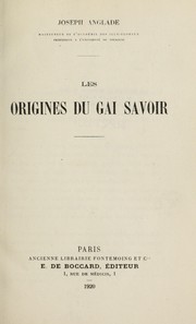 Cover of: Les origines du gai savoir