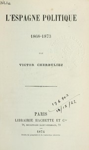 Cover of: L'Espagne politique, 1868-1873