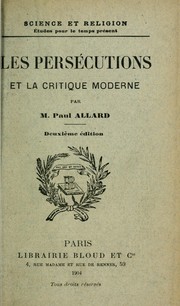 Cover of: Les persécutions et la critique moderne