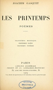 Cover of: Les printemps by Joachim Gasquet