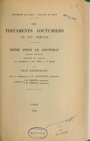 Cover of: Les testaments coutumiers au XVe siècle