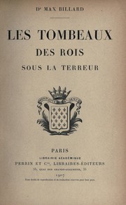 Cover of: Les tombeaux des rois sous la Terreur