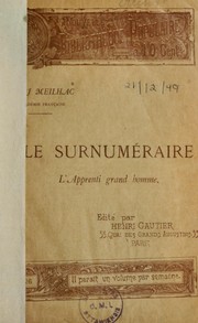 Cover of: Le Surnuméraire.  L'apprenti grand homme