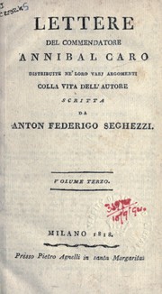 Cover of: Lettere: colla vita dell'autore da Anton Federigo Seghezzi