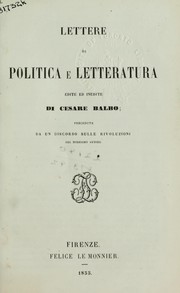 Cover of: Lettere di politica e letteratura by Cesare Balbo, conte