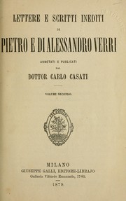 Cover of: Lettere e scritti inediti di Pietro e di Alessandro Verri