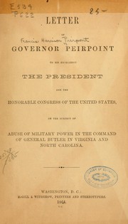 Cover of: Letter of Governor Pierpont to His Excellency the President and the honorable Congress of the United States