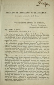 Cover of: Letter of the Secretary of the Treasury by Confederate States of America. Dept. of the Treasury