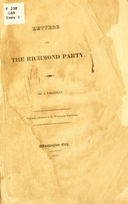 Cover of: Letter on the Richmond party.