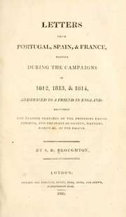 Cover of: Letters from Portugal, Spain, & France by S. D. Broughton