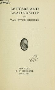 Cover of: Letters and leadership by Van Wyck Brooks