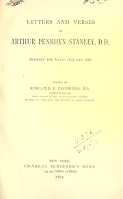 Cover of: Letters and verses by Arthur Penrhyn Stanley