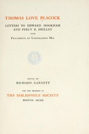 Cover of: Letters to Edward Hookham and Percy B. Shelley