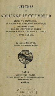 Cover of: Lettres de Adrienne Lecouvreur
