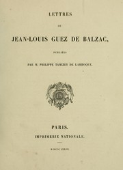 Cover of: Lettres de Jean-Louis Guez de Balzac