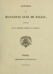 Cover of: Lettres de Jean-Louis Guez de Balzac by Jean-Louis Guez de Balzac