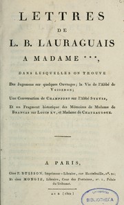 Cover of: Lettres de L.B. Lauraguais à Madame *** --