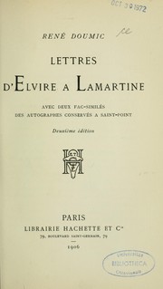 Lettres d'Elvire à Lamartine by René Doumic