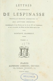 Cover of: Lettres de Mademoiselle de Lespinasse