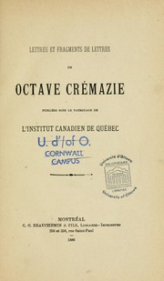 Cover of: Lettres et fragments de lettres de Octave Crémazie