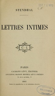 Cover of: Lettres intimes by Stendhal