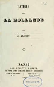 Cover of: Lettres sur la Hollande