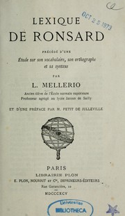 Cover of: Lexique de Ronsard by Louis Mellerio