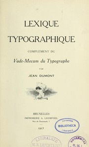 Cover of: Lexique typographique: complément du Vade-mecum du typographe