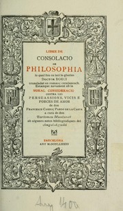 Cover of: Libre de consolacio de philosophia by Boethius