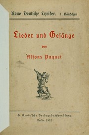 Cover of: Lieder und Gesänge