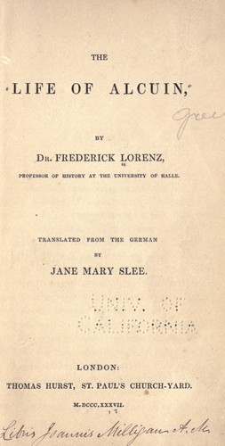 cover of The life of Alcuin
