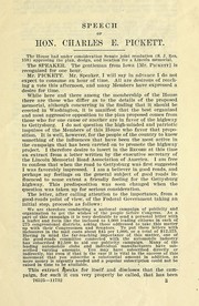 Cover of: The Lincoln Memorial: speech of Hon. Charles E. Pickett, of Iowa, in the House of Representatives, January 29, 1913