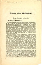 Cover of: Lincoln oder McClellan? by Francis Lieber, Francis Lieber