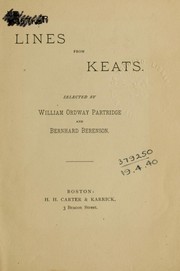 Cover of: Lines from Keats