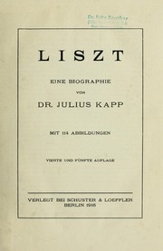 Cover of: Liszt by Kapp, Julius