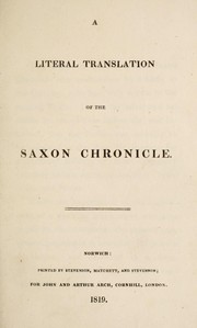 Cover of: A literal translation of the Saxon Chronicle