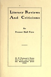 Cover of: Literary reviews and criticism
