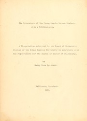 Cover of: The literature of the Pennsylvania German dialect by Harry Hess Reichard