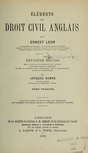 Cover of: Éléments de droit civil anglais