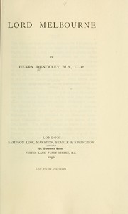Cover of: Lord Melbourne.