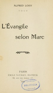 Cover of: L'évangile selon Marc