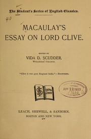 Cover of: Macaulay's essay on Lord Clive by Thomas Babington Macaulay