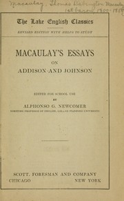 Cover of: Macaulay's essays on Addison and Johnson by Thomas Babington Macaulay