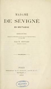 Cover of: Madame de Sévigné en Bretagne