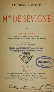 Cover of: Madame de Sévigné by Antoine Ricard